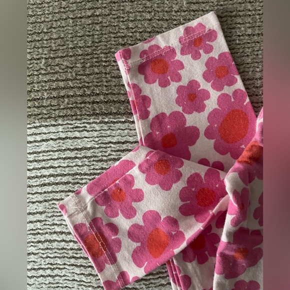Loved, Cat & Jack Kids Pink and Flower Print Cotton Leggings Size XS 4-5yrs - Picture 5 of 6